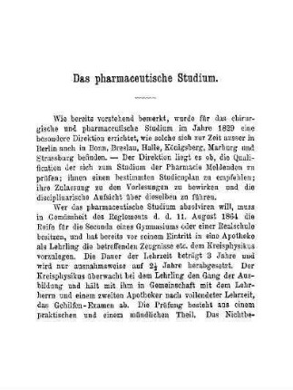 Das pharmaceutische Studium
