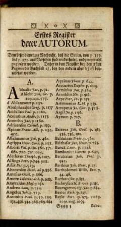 Erstes Register derer Autorum