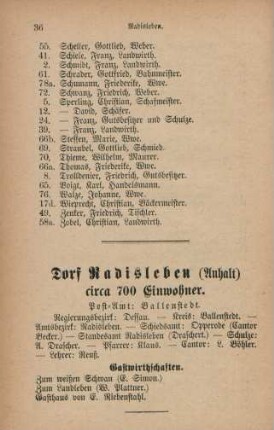 Dorf Radisleben (Anhalt) circa 700 Einwohner