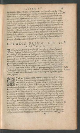 Decadis Primae Lib. VI. Epitome.