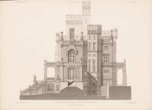Villa Abel, Potsdam: Ansicht von Westen (aus: Architektonisches Skizzenbuch, H. 137/2, 1876)