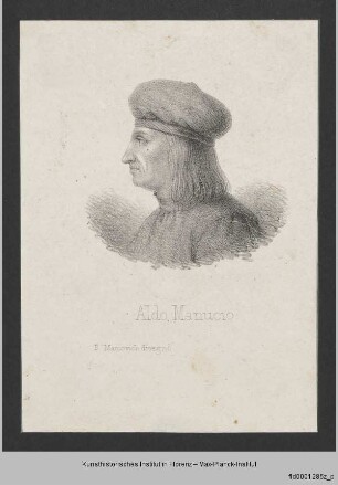 Bildnis des Aldus Pius Romanus Manutius, auch Aldo Manuzio, Manuzzi oder Manucci genannt