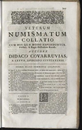 Veterum Numismatum Collatio ...