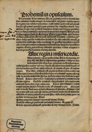 Tractatus super Salue regina : Materia pro Ambone valde vtilis