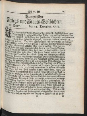 21. Stuck. den 23. December. 1734.