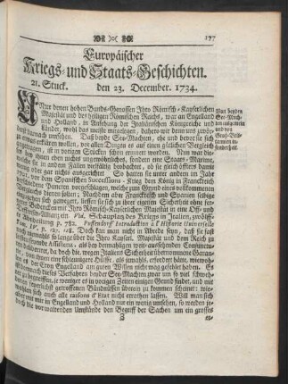 21. Stuck. den 23. December. 1734.