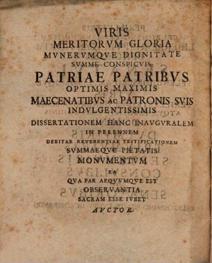Diss. inaug. iur. de iure retentionis fructuum beneficii ecclesiastici : a ill. cap. un. X. ut benef. sine dimin. conf.