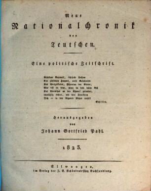 Neue Nationalchronik der Teutschen : eine politische Zeitschrift. 4. 1823