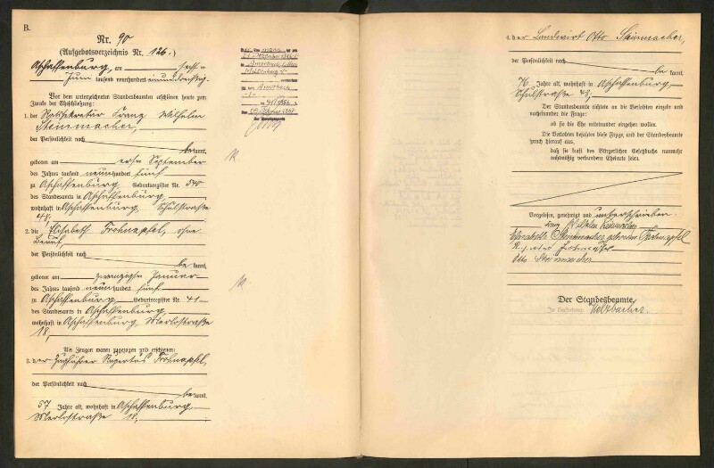 Standesamtsbuch der Stadt Aschaffenburg: Eheschließungen 252/1930 - 130/1931