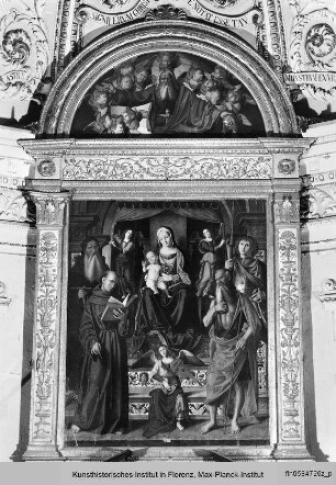 Thronende Madonna mit Heiligen und Engeln