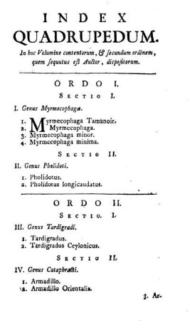 Index Quadrupedum