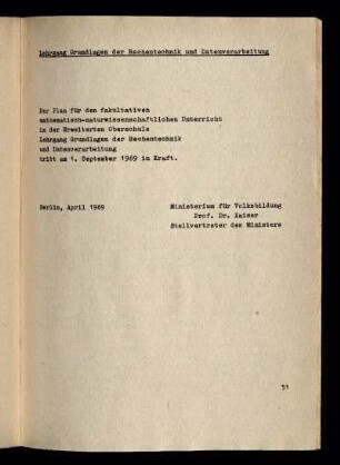 Lehrgang Grundlagen der Rechentechnik und Datenverarbeitung