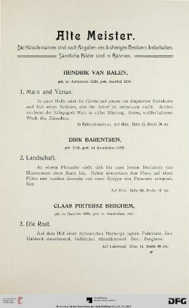 Alte Meister (Nr. 1-71)