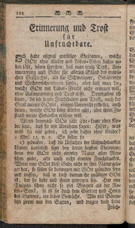 Erinnerung und Trost für Unfruchtbare.