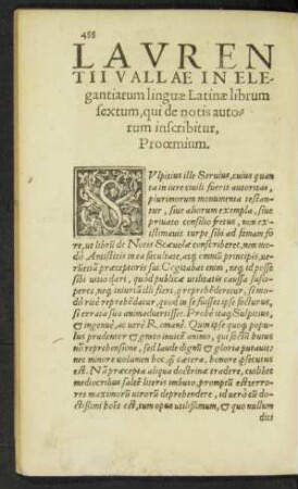 Laurentii Vallae In Elegantiarum linguae Latinae librum sextum, qui de notis autorum inscribitur ...