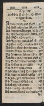 Register nach der Zahl der Blätter eingerichtet.