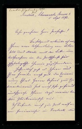 Rostock, 05.09.1892.