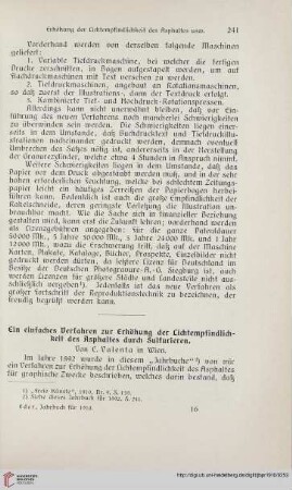 Ein einfaches Verfahren zur Erhöhung der Lichtempfindlichkeit des Asphaltes durch Sulfurieren