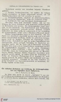 Ein einfaches Verfahren zur Erhöhung der Lichtempfindlichkeit des Asphaltes durch Sulfurieren