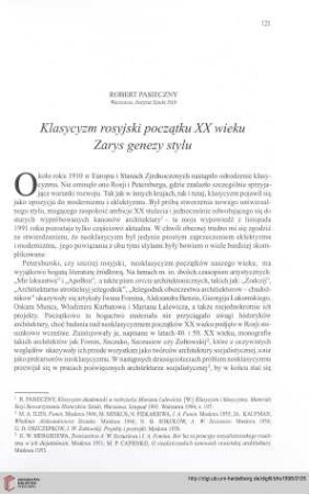 Klasycyzm rosyjski początku XX wieku Zarys genezy stylu