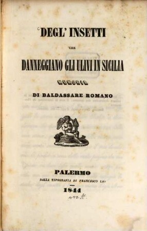 Degl'insetti che danneggiano gli ulivi in Sicilia memoria