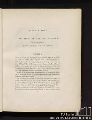 Observations on the architecture of England during the reigns of Queen Elizabeth and James I