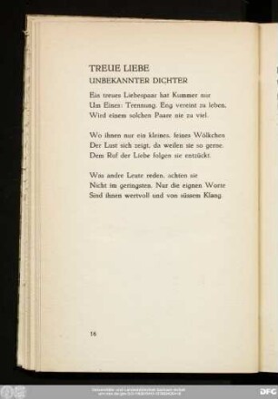 Treue Liebe Unbekannter Dichter