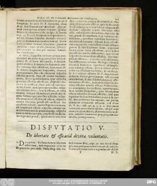 Disputatio V. De libertate & efficaciâ divinae voluntatis.