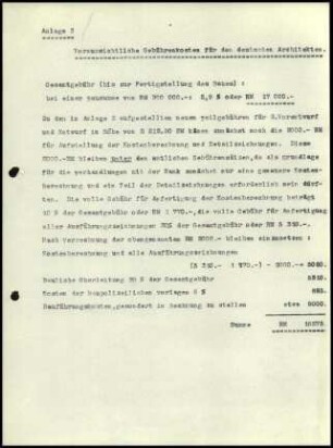 Anlage III. Kostenaufstellung