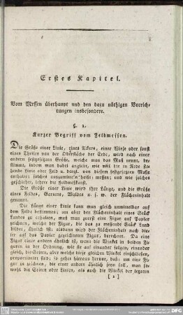Erstes Kapitel. Vom Messen überhaupt und den dazu nöthigen Vorrichtungen insbesondere