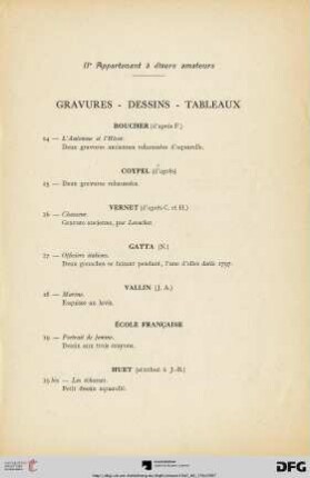 Gravures - Dessins Tableaux (Nr. 14-26bis)