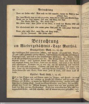 Betrachtung am Wiedergedächtnis - Tage Matthiä.
