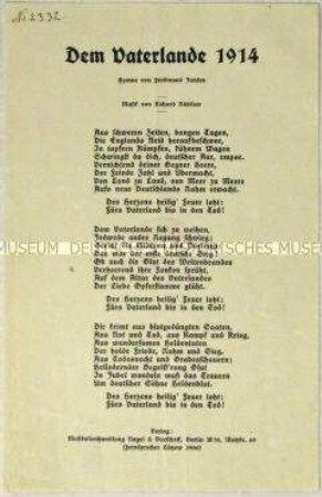 Patriotischer Liedtext zum Ersten Weltkrieg