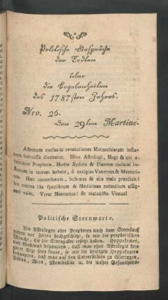 Nro. 26. den 29ten Martius