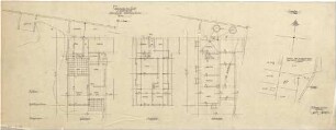 Gsaenger, Gustav; München - Hartmannshofen, Fasanengarten; Landhaus A. Reich - Lageplan, Grundriss Keller, Grundriss EG
