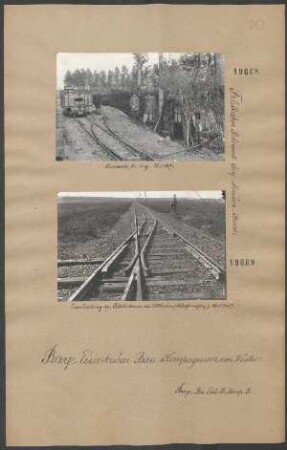 Einmündung der Feldbahn in die Vollbahn (behelfsmäßig) 26.05.1917. (Feldbahn Ribemont-Sery-Mezières-Front.)