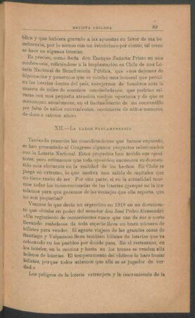 XII - La labor parlamentaria