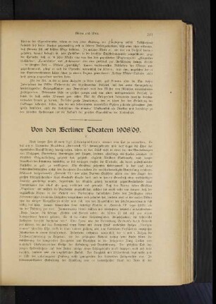 Von den Berliner Theatern 1908/09