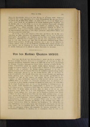 Von den Berliner Theatern 1908/09