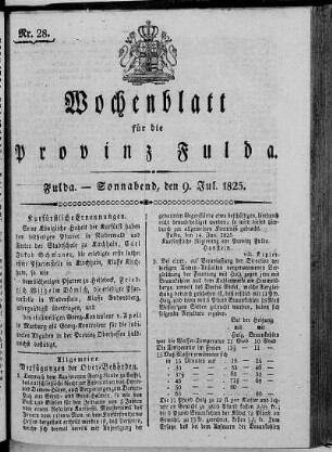 Nr. 28, Ausgabe vom 9. Juli 1825