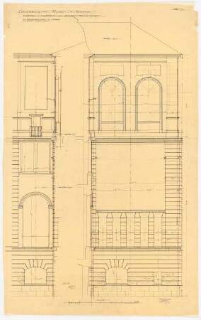 Großherzogliches Museum, Darmstadt Ausführungsprojekt ab 1896: Hinterbau: Treppenhaus Westseite 1:25
