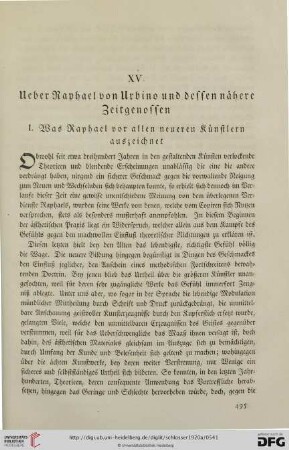 XV. Ueber Raphael von Urbino und dessen naehere Zeitgenossen