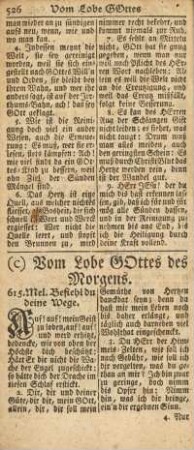 c) Vom Lobe Gottes des Morgens