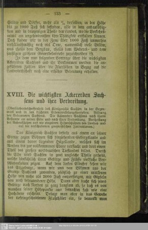 XVIII. Die wichtigsten Ackererden Sachsens und ihre Verbreitung