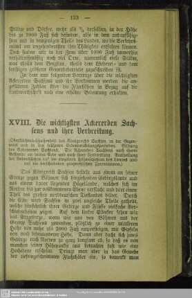 XVIII. Die wichtigsten Ackererden Sachsens und ihre Verbreitung