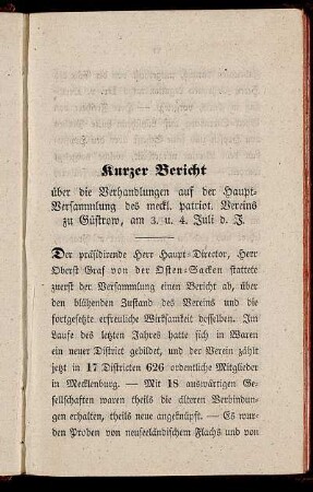 Kurzer Bericht