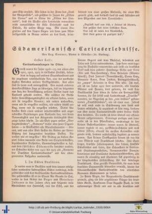 Südamerikanische Caritaserlebnisse.