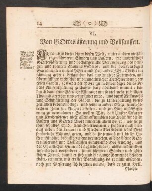 VI. Von Gotteslästerung und Vollsauffen.