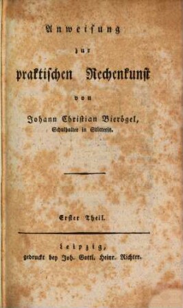 Anweisung zur praktischen Rechenkunst, 1