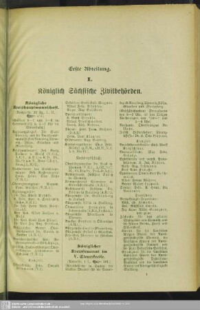 Erste Abtheilung. Behördenverzeichnis